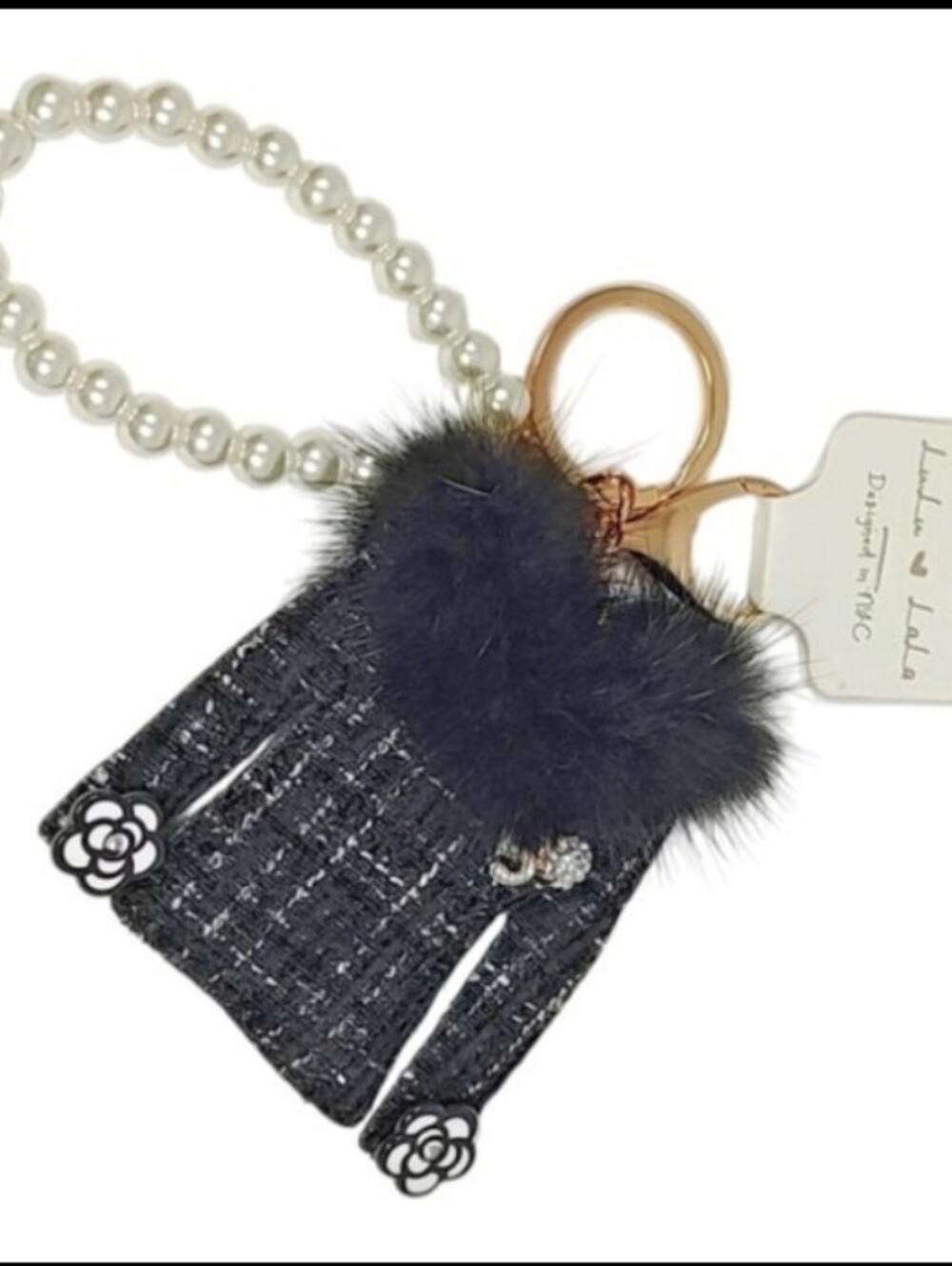 Tweed Bag Charm With Pearls - Picture 9 of 15
